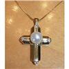 14K Yellow Gold Diamond & Pearl CROSS Pendant #2380447