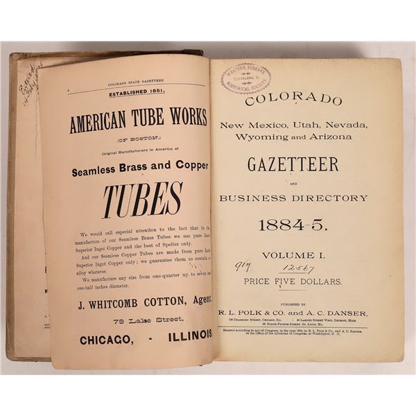 Colorado, New Mexico, Utah, Nevada, Wyoming and Arizona Gazetteer and Business Directory, 1884 [1430