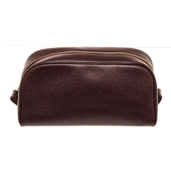 Louis Vuitton Brown Leather Cosmetic Pouch Cosmetic Bag