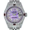 Image 1 : Rolex Ladies Stainless Steel Quickset Purple MOP Diamond Lugs Datejust Wristwatc