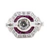 Image 1 : 2.24 ctw Diamond and Ruby Ring - Platinum