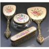 Image 1 : Petit Point Emroidered and Brass Dresser Set #2364857