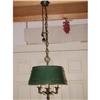 Image 1 : Metal Shade Chandelier Unusual Brass Trim #2378628