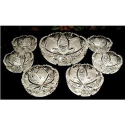 CZECH VINTAGE CUT CRYSTAL 7 pc BERRY SET #186 #2378814
