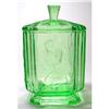 Image 1 : Sowerby PANDORA Green Art Deco Glass Vanity Jar#2378889