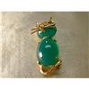 Image 1 : Estate 14K Gold Aventurine Ruby Cat Brooch Pin #2379291