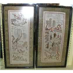 Pair of Asian Embroidered Scenes #2379392