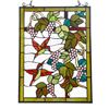 Image 2 : Vineyard Grapes & Hummingbirds Stained Art Glass Window