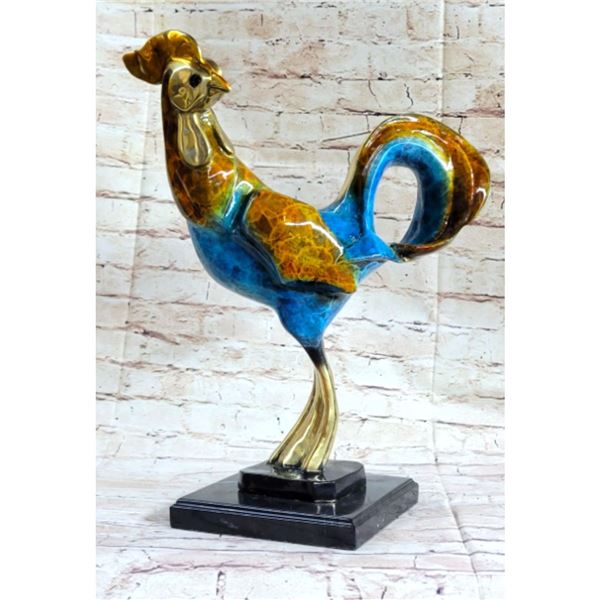 Limited Edition Colorful Rooster Bronze Sculpture