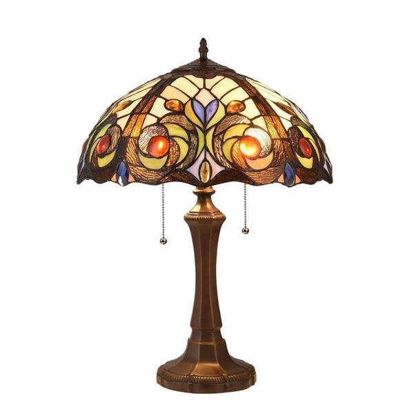 Victorian Style Stained Art Glass Table Lamp