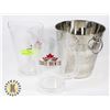 Image 1 : LOT OF TWO BEER PITCHERS AND WINE CHILL BUCKET