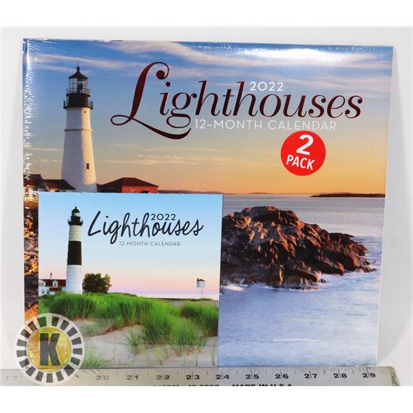 NEW 12 MONTH 2PACK 2022 LIGHTHOUSES CALENDARS