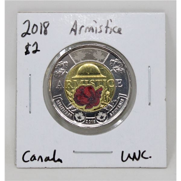 2018 CANADA ARMISTICE COLOURED $2 COIN, BU