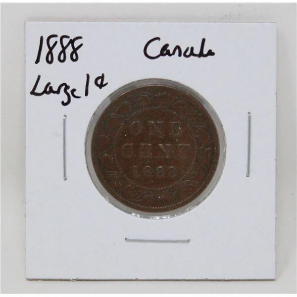 1888 CANADA LARGE ONE CENT COIN, FINE