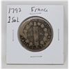Image 1 : 1792 FRANCE LARGE 2 SOL COIN, VG