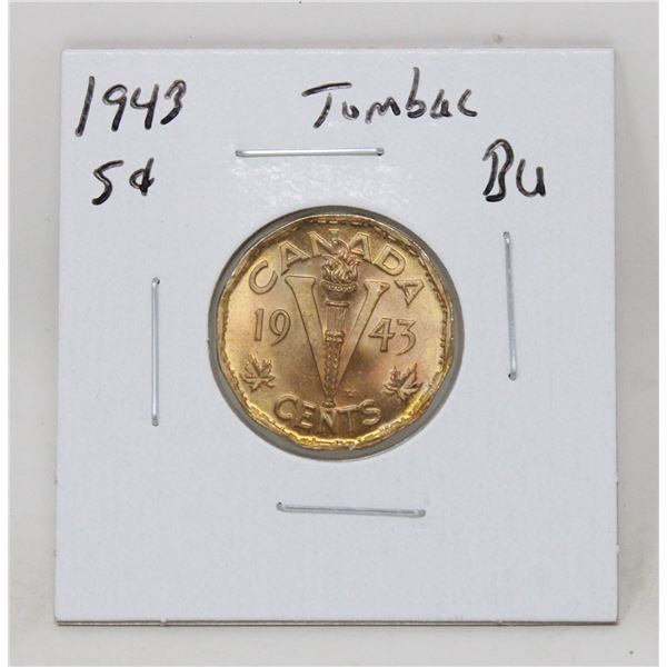 1943 WWII CANADA VICTORY TOMBAC NICKEL