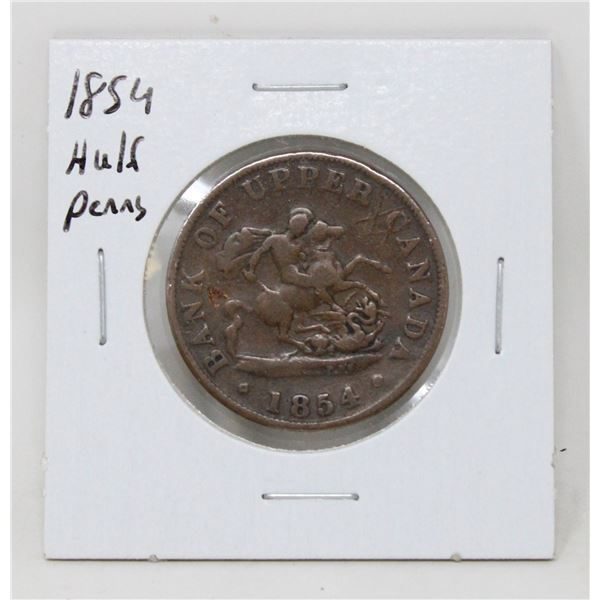 1854 BANK OF UPPER CANADA HALF PENNY TOKEN