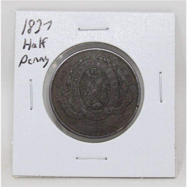 1837 PROVINCE OF CANADA HALF PENNY TOKEN