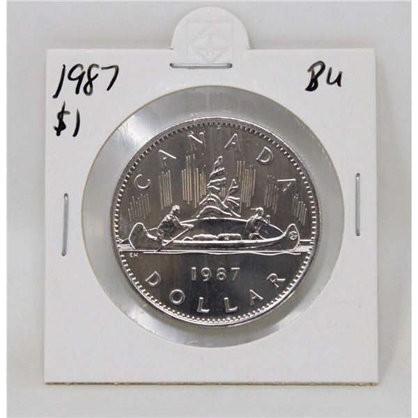 1987 CANADA NICKEL $1 DOLAR COIN, UNCIRCULATED