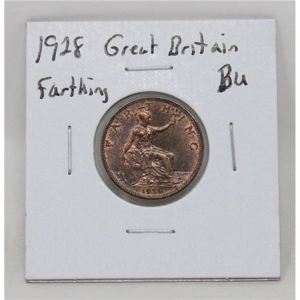 1928 GREAT BRITAIN FARTHING, UNCIRCULATED