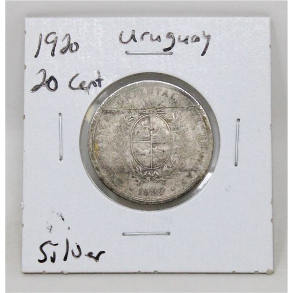 1920 SILVER URUGUAY 20 CENT COIN