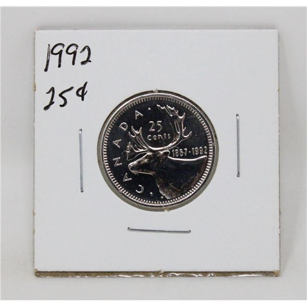 1867-1992 CANADA 25c BU NOT ISSED FOR CIRCULATION