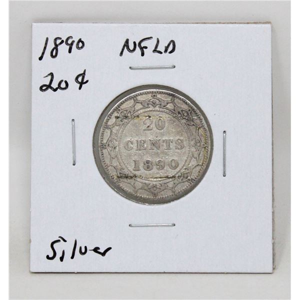 1890 SILVER NEWFOUNDLAND 20 CENTS COIN