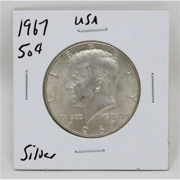 1967 SILVER USA KENNEDY HALF DOLLAR COIN
