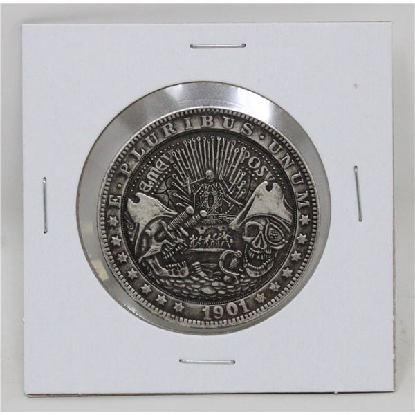 1901 HOBO ART USA MORGAN $1 SILVER PLATE REPRO