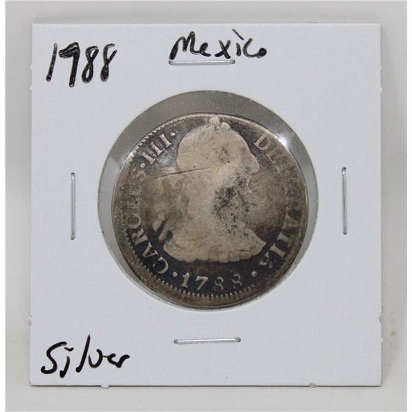1788 SILVER SPANISH MEXICO 2 REALES COIN