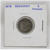Image 1 : 1874 PRUSSIA 5 PFENNIG COIN