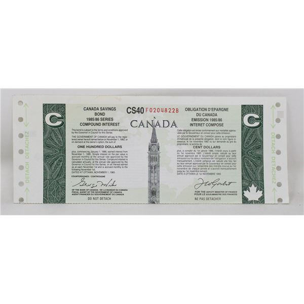 100 DOLLAR CANADA SAVINGS BOND COUPON