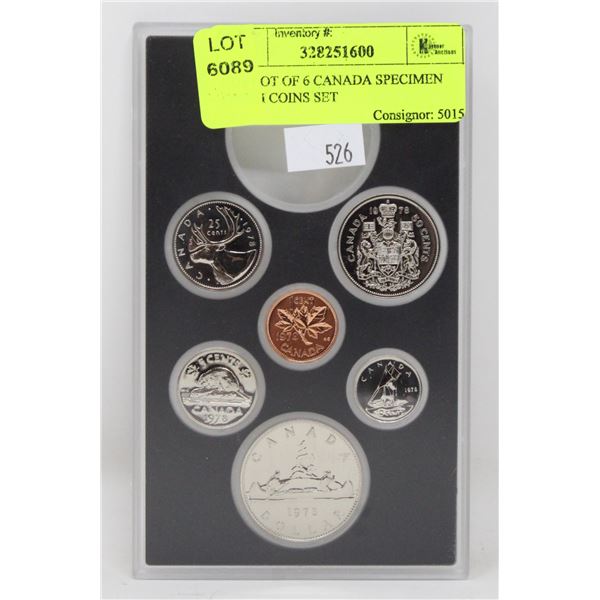 1978 LOT OF 6 CANADA SPECIMEN FINISH COINS SET