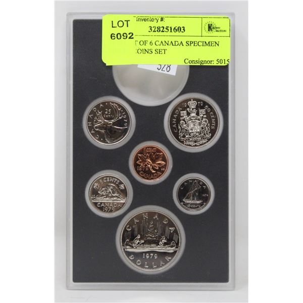 1979 LOT OF 6 CANADA SPECIMEN FINISH COINS SET