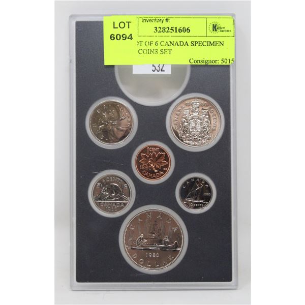 1980 LOT OF 6 CANADA SPECIMEN FINISH COINS SET