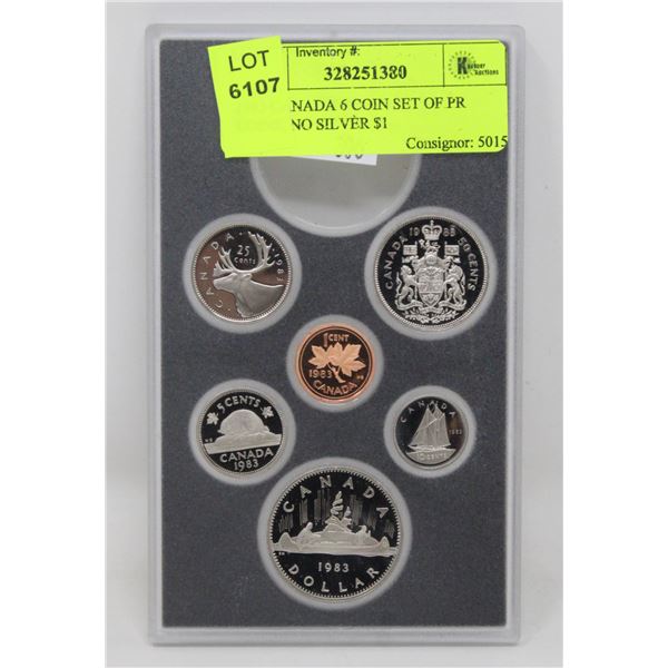 1983 CANADA 6 COIN SET OF PR COINS, NO SILVER $1