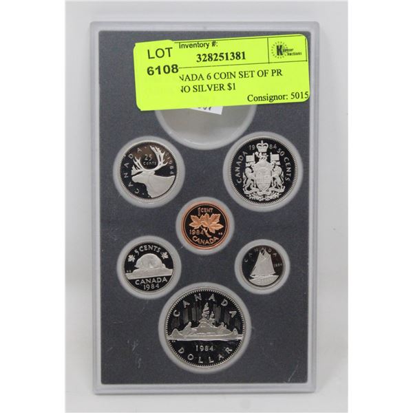 1984 CANADA 6 COIN SET OF PR COINS, NO SILVER $1