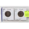 Image 1 : x2 1859 CANADA LARGE 1 CENTS COINS, CIRCULATED