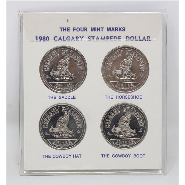 1980 CALGARY STAMPEDE x4 MINT MARKS DOLLARS