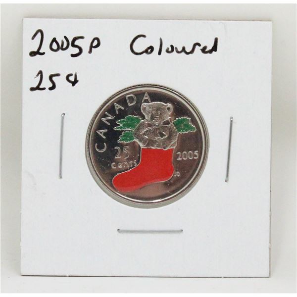 2005 P CANADA COLOURED 25 CENTS COIN, BU