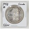 Image 1 : 1958 SILVER CANADA BC TOTEM POLL $1 DOLLAR COIN