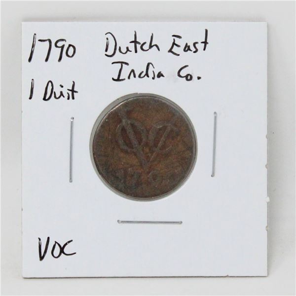 1790 "VOC" DUTCH EAST INDIA CO. 1 DUET COIN