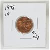 Image 1 : 1978 CANADA CLIPPED RIM ERROR BU 1 CENT COIN