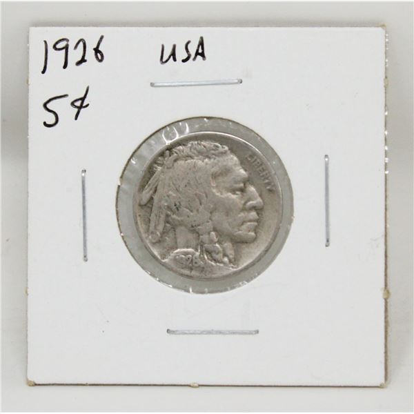 1926 USA BUFFALO NICKEL COIN, CIRCULATED