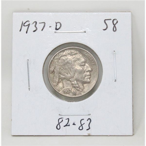 1937 D USA BUFFALO NICKEL COIN, CIRCULATED