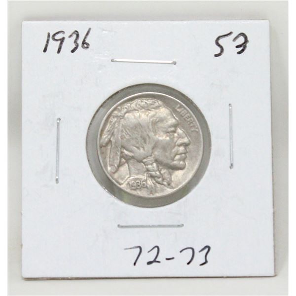 1936 USA BUFFALO NICKEL COIN, CIRCULATED