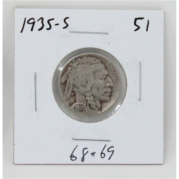 1935 S USA BUFFALO NICKEL COIN, CIRCULATED