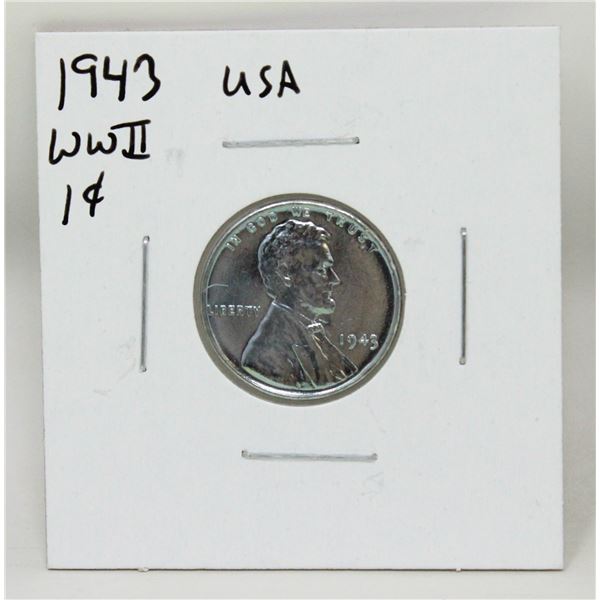 1943 WWII USA STEEL ONE CENT COIN UNCIRUCLATED