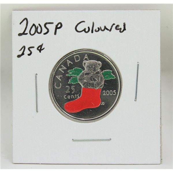 2005 P CANADA COLOURED 25 CENTS COIN, BU