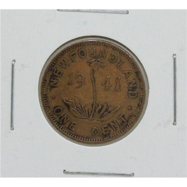 1941 NEWFOUNDLAND SMALL 1 CENT COIN, EF